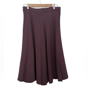 Margaret Howell Burgundy Pleated Linen Wool Blend A Line Midi Skirt Academia 10